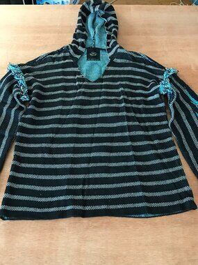 Urban Outfitters Bayleigh Pullover Sweater Women XS Black Striped Hooded Stretch